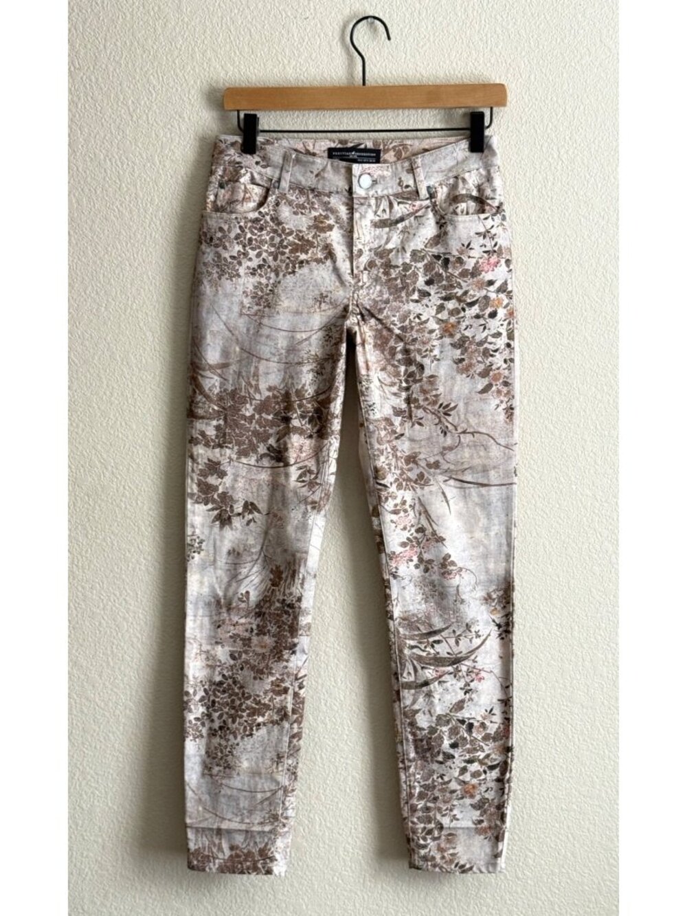 Peruvian Connection Women's Floral Print Pants Brown Tan